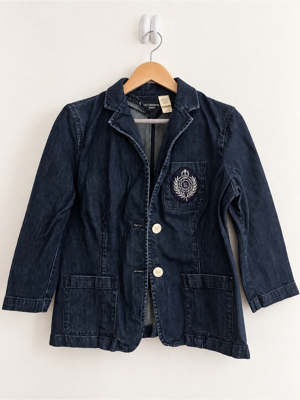 Liz Claiborne Petite Dark Wash Denim Blazer L